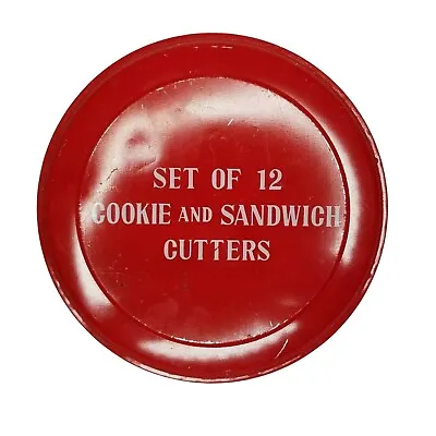 Vintage Metal Cookie And Sandwich Cutters Set Of 12 In Original Metal Tin Grants • $23.61