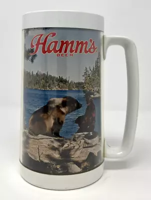 Hamm's Beer Man & Bear Wildlife Vintage Thermo-Serv Plastic Insulated 16oz. Mug • $35