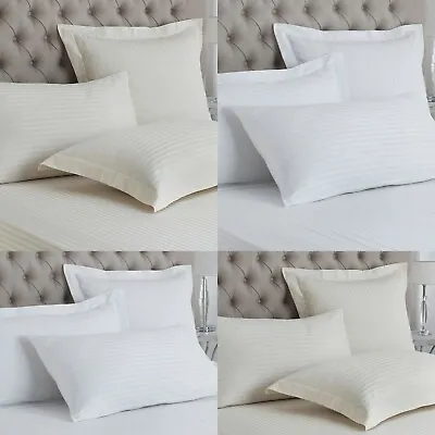 Luxury Stain Stripe  100% Cotton Housewife & Oxford Pillowcases Pair • £8.20