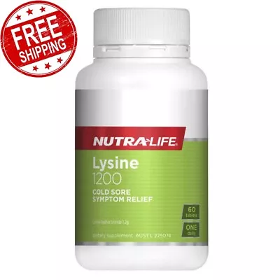 Nutra Life Lysine 1200 Relieve Cold Sore Symptoms Collagen Production 60 Tablets • $22.59