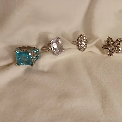 Beautiful Vintage Ring Lot ALL SIZE 8 To 8 1/2 Silver Tone Setting Aquamarine • $28