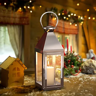 40cm Candle Holder Metal Lantern Hanging/Stand Lamp Patio Home Decor Hurricane • £20.99