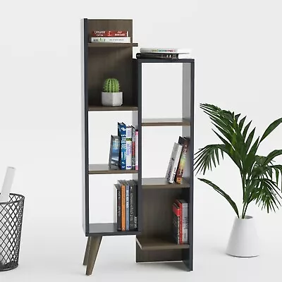 KayRana Universe Anthracite & Walnut Colour Bookcase Display Shelves • £79.99