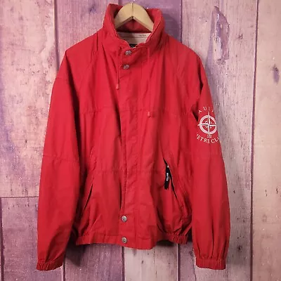 Vintage Nautica Windbreaker Jacket Size L Red Metre Class Hideable Hood • $23