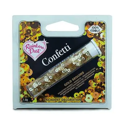 Edible Cake Decoration Sprinkle Rainbow Dust Confetti Sequins Gold 1.8G Cupcake • £6.06