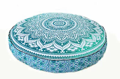 35'' Round Pillow Cover Ottoman Pouffe Vintage Embroidered Patchwork 100% Cotton • $38.72