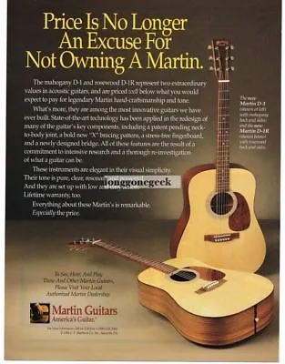 1996 MARTIN D-1 D-1R Acoustic Guitar Vintage Print Ad  • $8.95