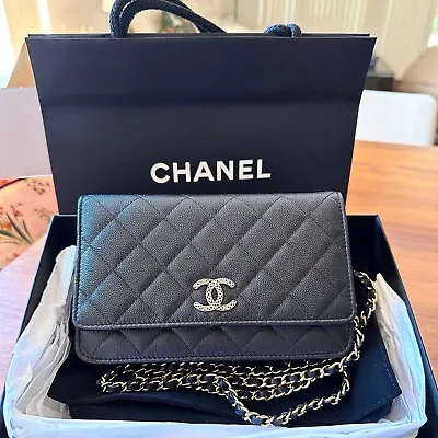 $5060 • Buy Brand New Chanel WOC Wallet On Chain Caviar Black Gold Hardware Authentic 23P