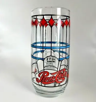 Vintage Pepsi-Cola Stained Glass Style Glass - Union Station Indianapolis • $8.75