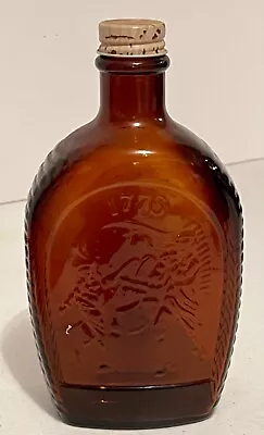 Vintage Embossed Log Cabin Syrup Bicentennial 1776 Liberty Amber Glass Bottle • $6.99