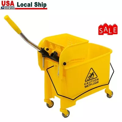 5.28 Gallon Mop Bucket With Wringer Combo Commercial Home Cleaning Cart US • $6.66