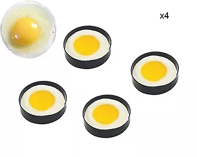 New 4x Large Non Stick Black Egg Rings Pan Fry High Quality Fried Metal Steel  • £3.89