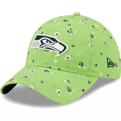 Seattle Seahawks NFL New Era 9TWENTY Women's Floral Adjustable Hat NEON GREEN • $13.99