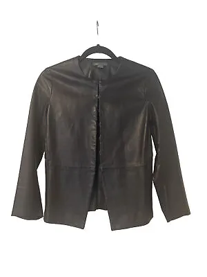 VINCE Lightweight Leather Jacket WOMENS Front Silver Closure Clasp Size Small • $79.95