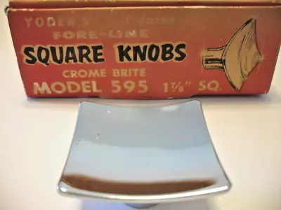 Vintage Nos Square Chrome Drawer Knobs 1-7/8  Concave Cabinet Door Pulls Yoder's • $28