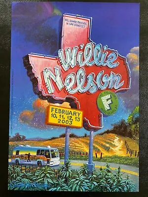 $75 • Buy Willie Nelson Vintage Concert Poster San Francisco Texas State AOMR