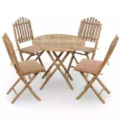 VidaXL 5 Piece Folding Outdoor Dining Set With Cushions Bamboo SP • $432.45