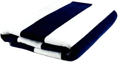 100% Cotton Cabana Striped Beach Pool Towel  Large 32 X70  Navy Blue White • $29.90