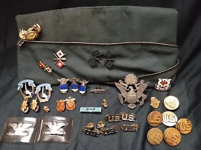 US Military Hat Lapel Pins Insignia Mixed Lot - WWII & Viet Nam Era • $39