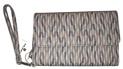 MY BIG FAT  ZIP Checkbook Wallet Wristlet With Safe Keeper Tan DesignMSRP $45 • $36