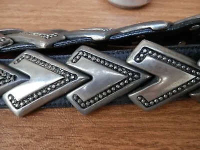 Womens Liquid Leather Waist Belt Full Lenght Metal Snap Locks 29 1/2   Free Ship • $24.99