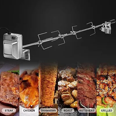 Electric Rotisserie Kit W/Motor 4W BBQ Grill Detachable Spit Rod Meat Roaster • $66.62