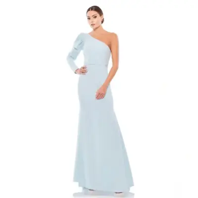 MAC DUGGAL 26592 Powder Blue One Sleeve Puff Shoulder Gown Size 8 Formal Prom • £95.02