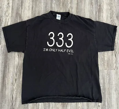 Vintage  333 I'm Only Half Evil  Funny Black T-Shirt By Kool Tees XL B3 • $25