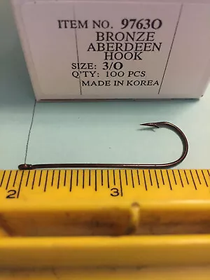 Fish Hooks - Bronze Aberdeen Size 3/0- 100 Pieces Ships From USA • $9