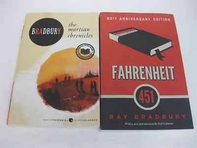 Ray Bradbury Lot 2 Large Paperbacks The Martian Chronicles & Fahrenheit 451 • $6.99