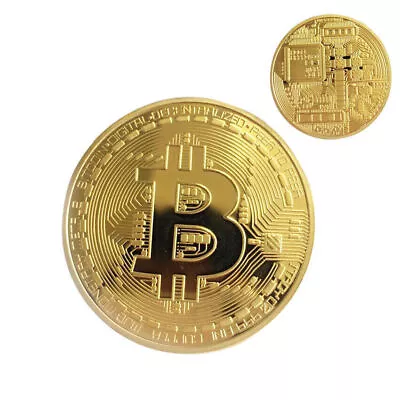 Physical Bitcoin Commemorative Coin Plated Gold Color Collection Collectible • $4.17