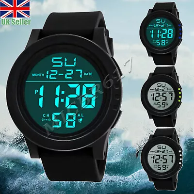 LED Digital Sport Watch Stopwatch Date Military Life Waterproof Mens Watches • £4.72