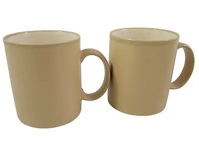 Vintage Eddie Bauer Home Beige 12 Oz Ceramic Coffee Tea Mugs Cups – Set Of 2 • $14.95