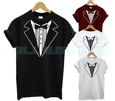 Tuxedo T Shirt Bowtie Smart Shirt Tie Formal Casual Fashion Gift Present Xmas Ne • £6.99