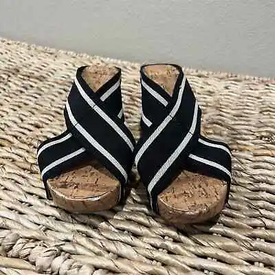 Montego Bay Shoes Women Size 7 Cork Wedge Black • $6