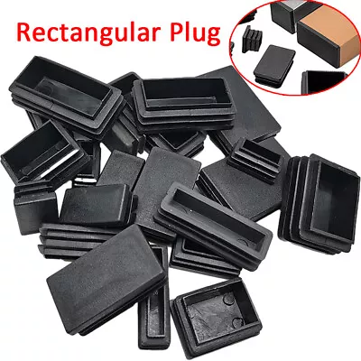 Rectangle Plastic Black Blanking End Cap Caps Tube Pipe Inserts Plug Bung Steel • $6.08