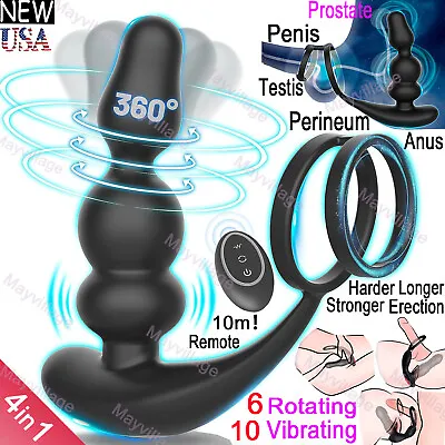 Rotating Anal Dildo Male Prostate Massager Ring Vibrator Sex Toys For Men Women • $23.99