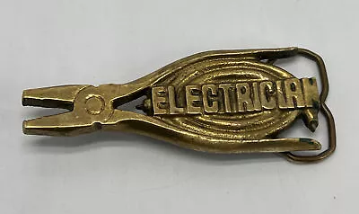 Vintage Solid Brass Belt Buckle Electrician Buckle Union IBEU • $16.24