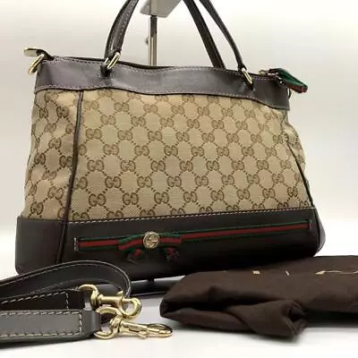 GUCCI Interlocking Old Ribbon GG Canvas Tote Bag Brown 269894 Sherry Line 2way • £236.05