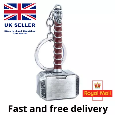 Marvel Thor Hammer Keyring Avengers - Norse Mythology - Mjolnir Chain - UK Gift • £4.95