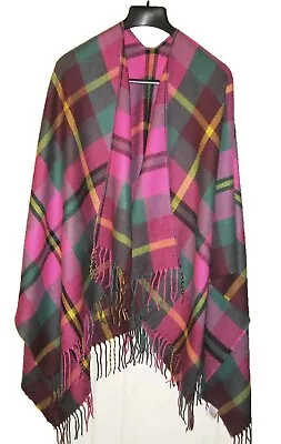 Tartan Check Or Plain Black (Thick) Wrap Shawl Cape Poncho Women • £12.75