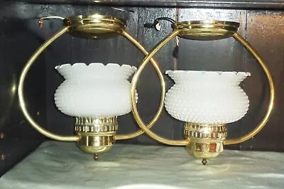 Moe Light Ceiling Light Fixtures Set 2 Vintage 1950s Ruffled Hobnail Hurricane • $262.08