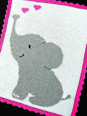 Crochet Patterns - SAFARI ELEPHANT - BABY LOVE  Graph/Chart Afghan Pattern *EASY • $6.95