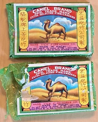 Vintage CAMEL BRAND Firecracker Pack Label Wang Yick Fireworks Co ~ Lot Of 2 • $13.88