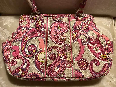 Vera Bradley Paisley Meets Plaid Purse Shoulder Bag Retired 2007 Magnetic Pink • $15.99