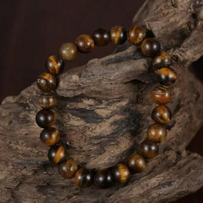 Natural Stone Tiger Eye Beaded Bracelet Bangle Energy Women Men Jewelry Gift New • $2.70