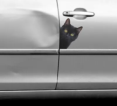 Black Cat Peeking Cat For Car Bumper Window Wall Vinyl Decal Sticker FREE SHIP • $4.95