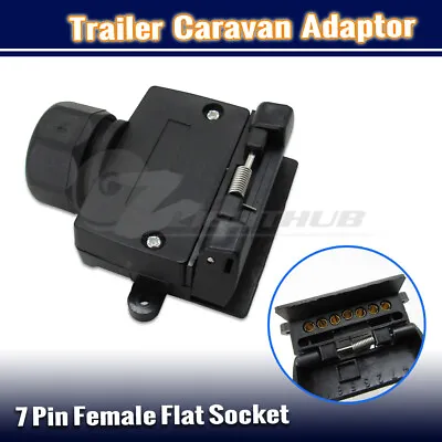 $13.95 • Buy 7 Pin Female Flat Socket Plug Trailer Truck Adaptor Caravan Wiring Connector