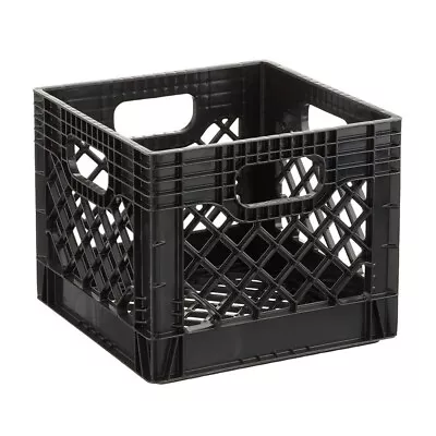 16QT Plastic Heavy-Duty Plastic Square Milk Crate Black(FAST SHIPPING)) • $10.09