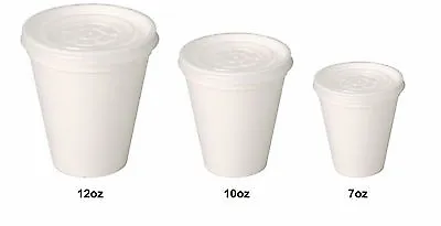 £10.96 • Buy * White Polystyrene Tea/Coffee Takeaway Cups 7 - 10 -12oz Cups With Lids 